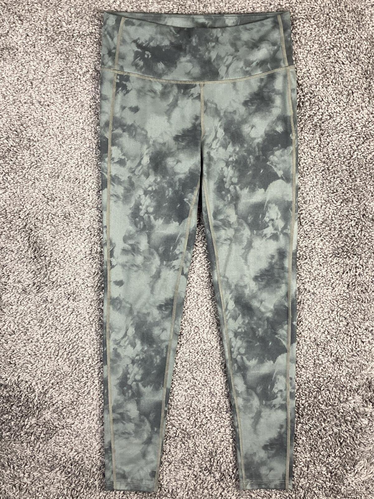 Athleta Chaturanga High Rise Leggings Womens Jasper Green Tie Dye Yoga Sz Small
