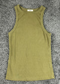 AGOLDE Womens M Medium Olive Green High Neck Ribbed Tank Top USA