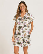 KUT from the Kloth Raelynn Lyocell Tropical Floral Palm Shirt Dress XL 35"