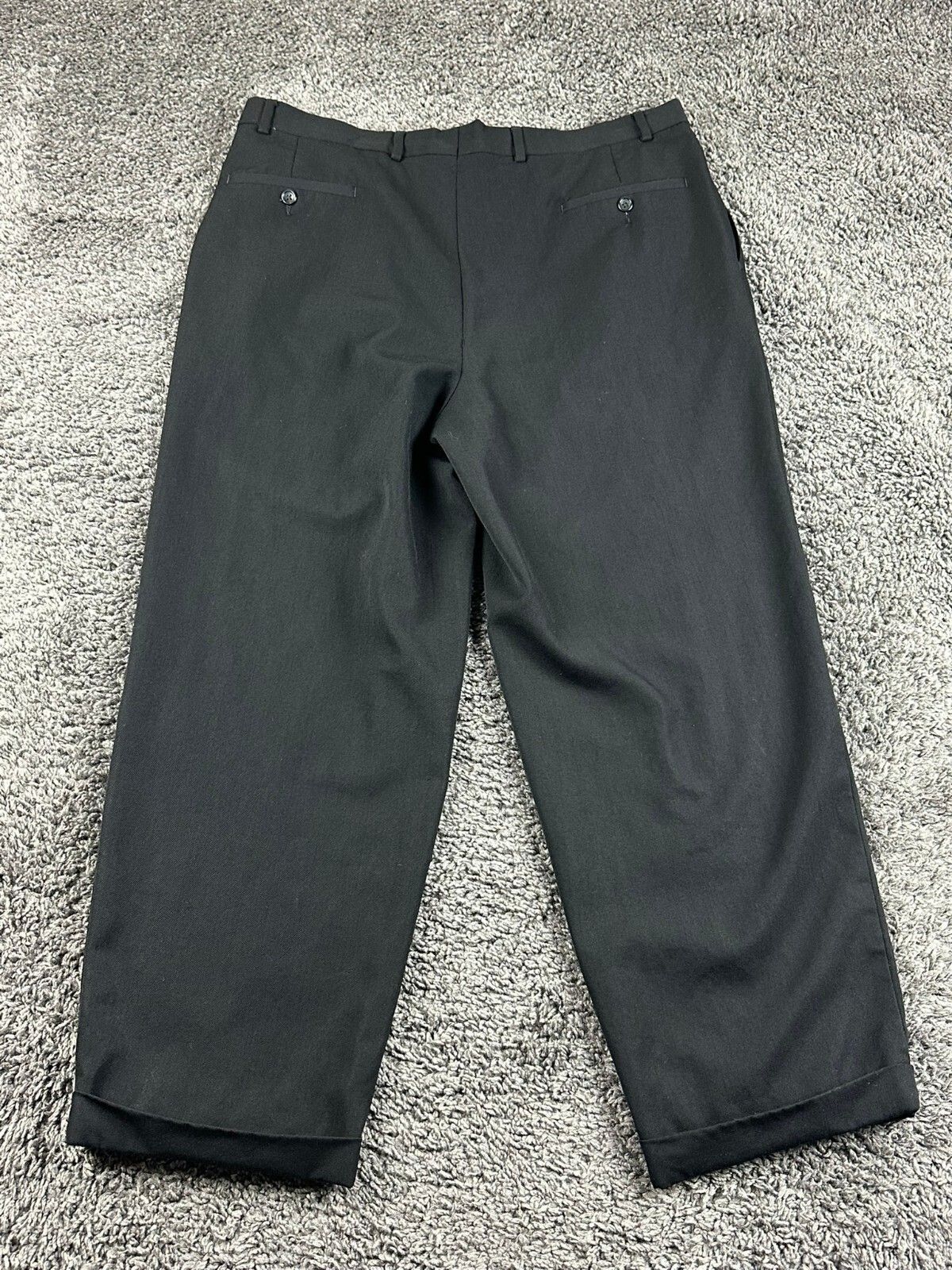 Pronto Uomo Mens Dress Pants Black 100% Wool Pleated Cuffed Trousers Size 38x29