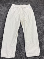 Aelfric Eden Unisex Ivory Corduroy Pants Elastic Waist Straight Leg Cords Sz S