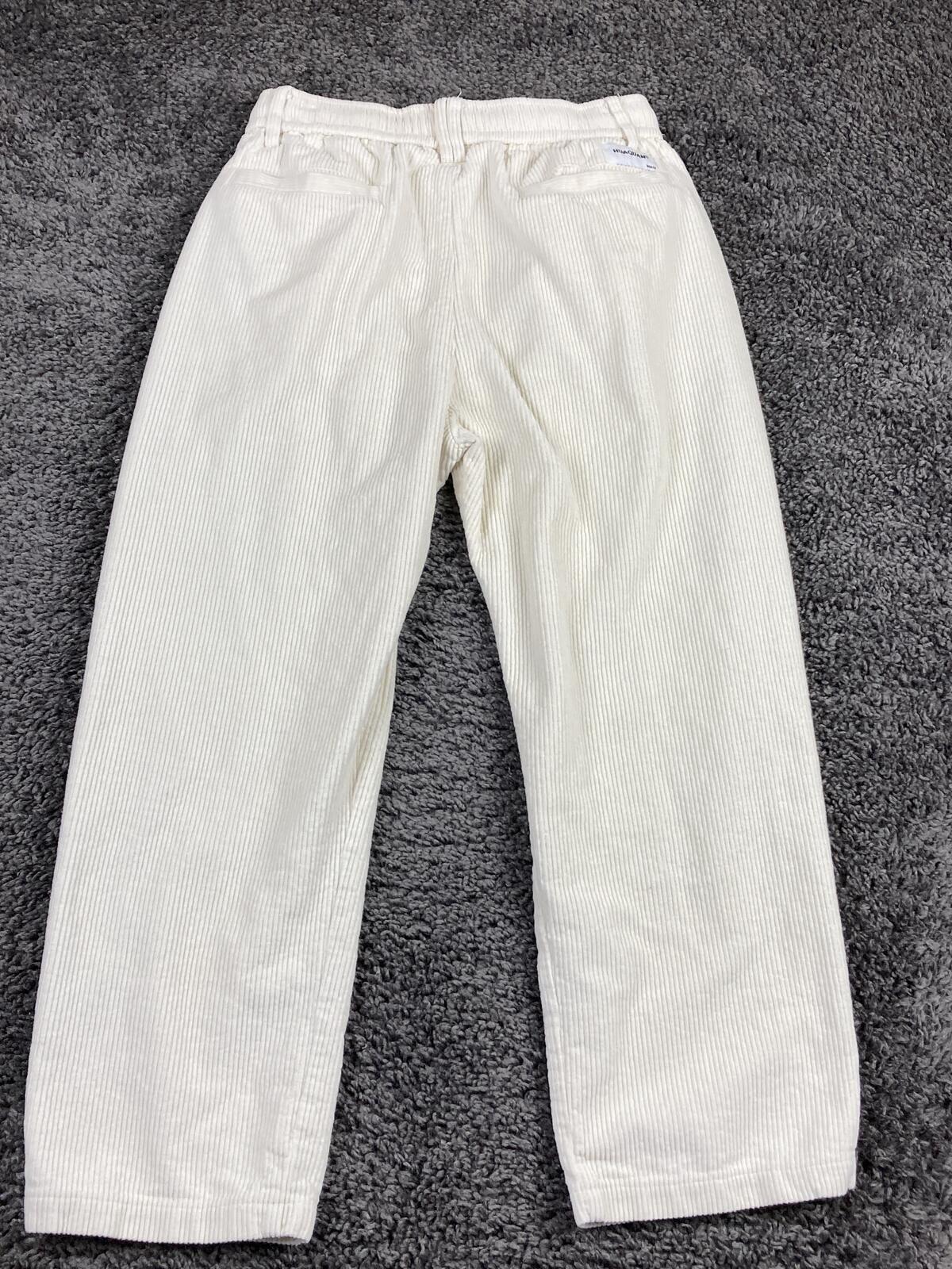 Aelfric Eden Unisex Ivory Corduroy Pants Elastic Waist Straight Leg Cords Sz S
