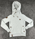 Naketano Womens Gray Cowl Neck Hoodie Pullover Sweatshirt Owl Rope Patch Sz M