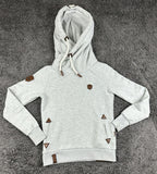 Naketano Womens Gray Cowl Neck Hoodie Pullover Sweatshirt Owl Rope Patch Sz M
