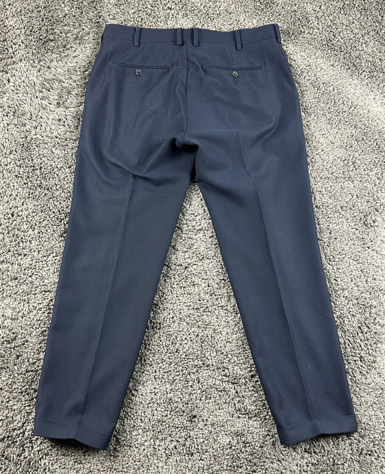 Doppelganger Roma Mens Suit 38R Navy Blue Blazer Pants 32x27 Stretch