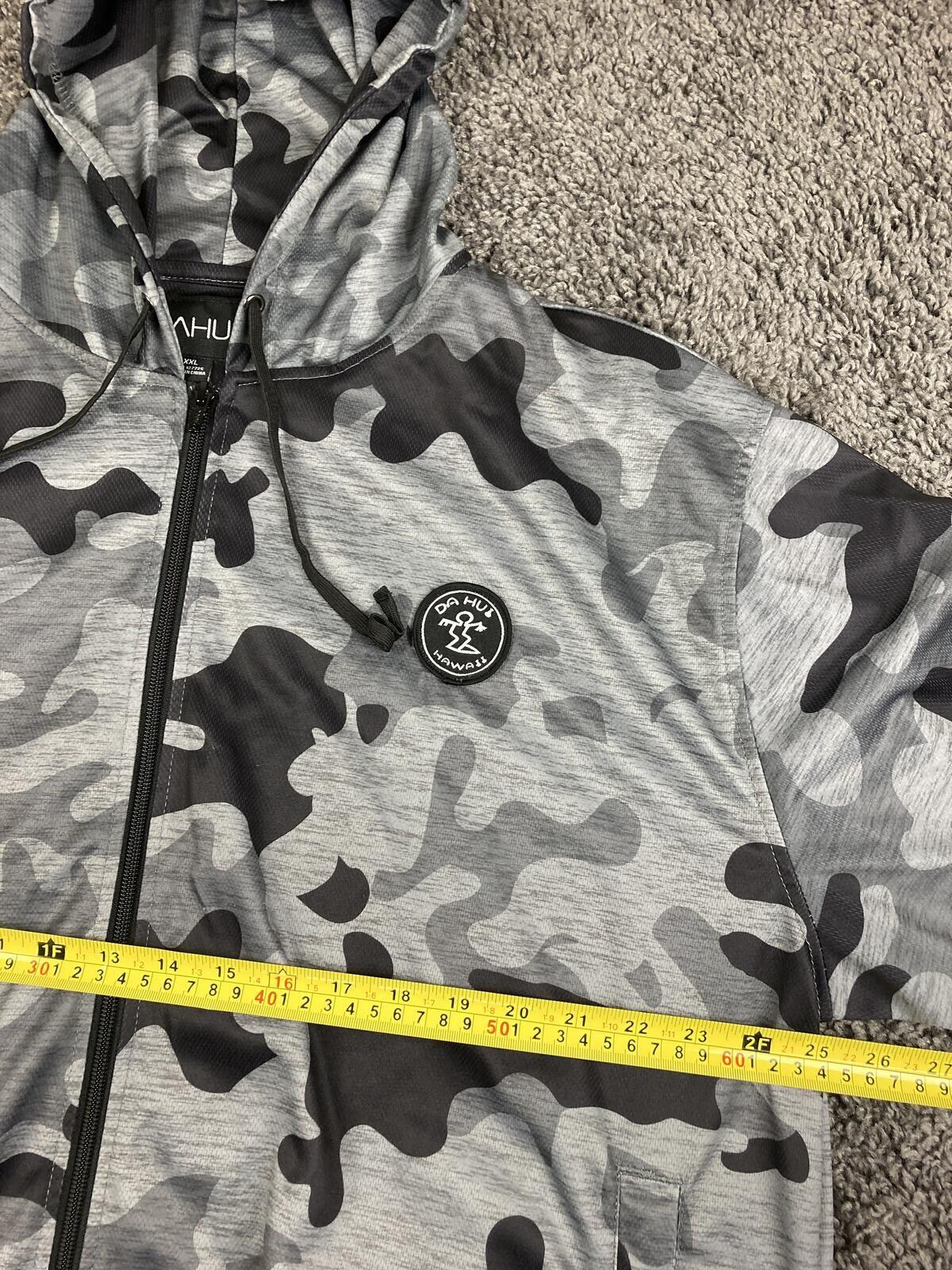Da Hui Full Zip Hoodie Men's Gray Camo Lightweight Jacket Sz XXL