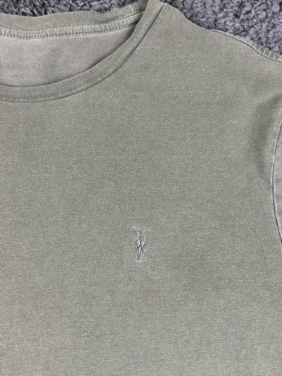 AllSaints Mens Ramskull Logo Crew Neck T Shirt Sage Green Size M Cotton
