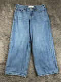Hollister Low-Rise Super Baggy Jeans Womens Distressed Wide Leg Blue Y2K 10R W30