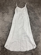 Tommy Bahama 100% Linen Midi Dress Womens Gray Smocked Back hi-lo Strappy Sz XS