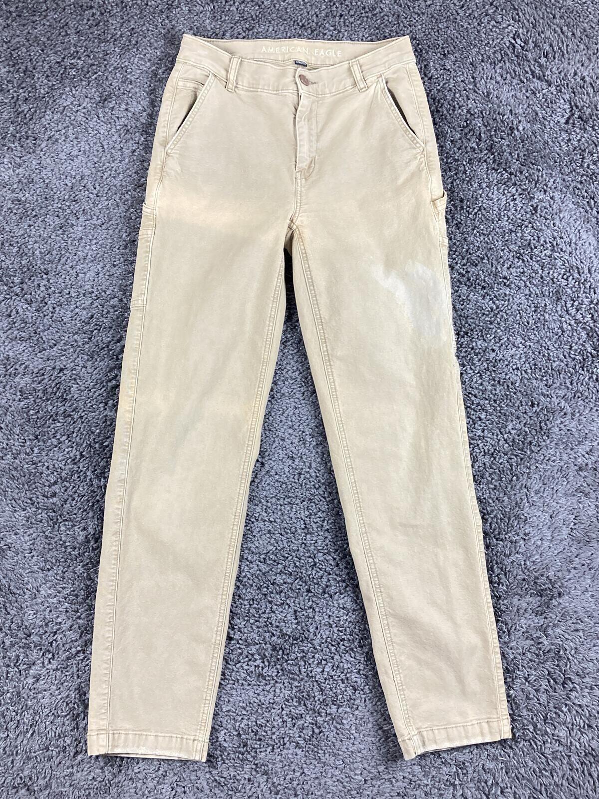 American Eagle Carpenter Pants Women's Khaki High Rise Straight Sz 2