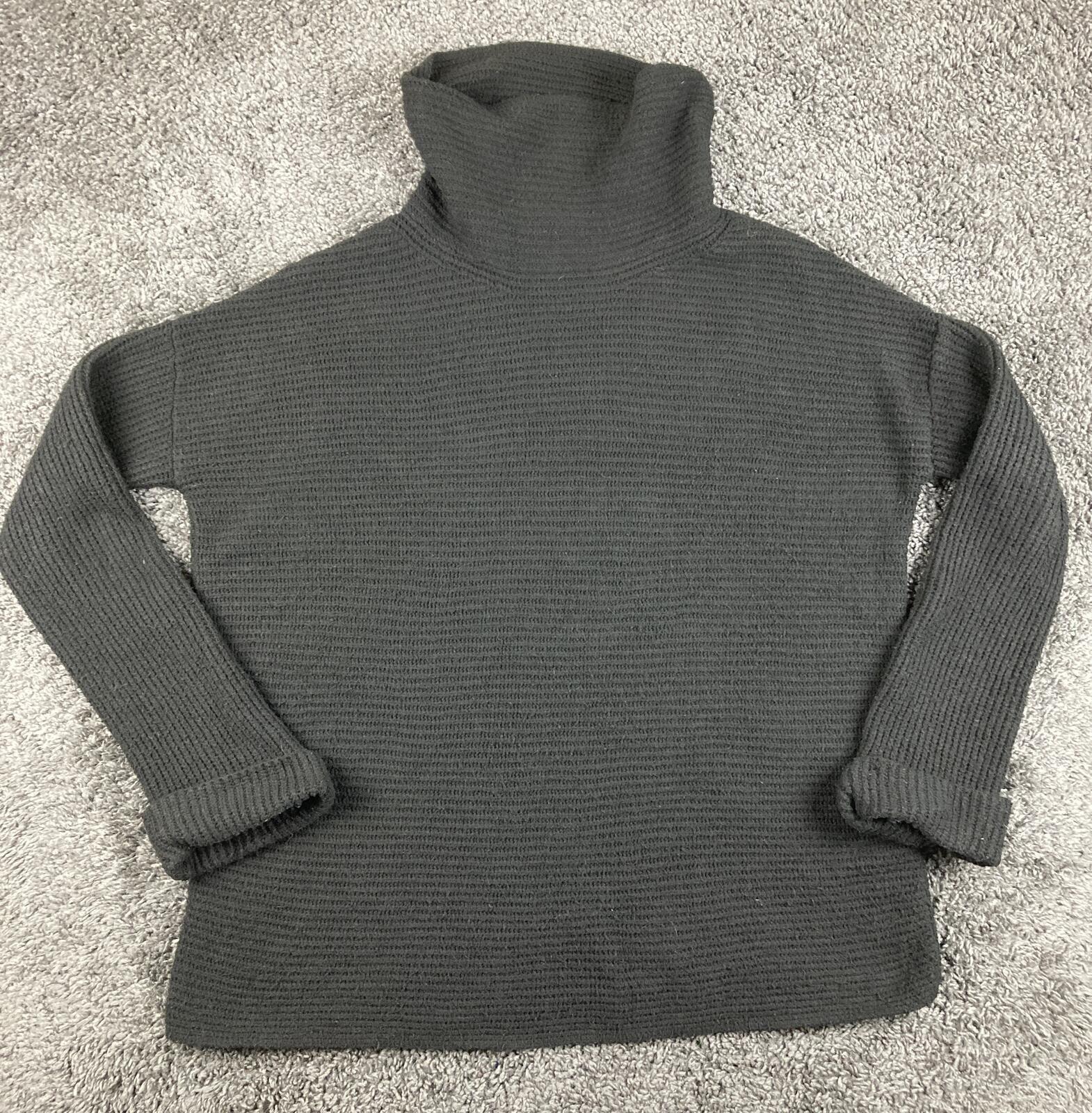 Anthropologie Pilcro Black Textured Cowl Neck Sweater Oversized Ribbed Sz Large