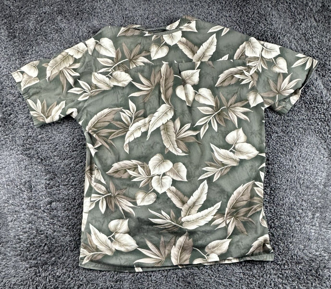 High Surf Mens Hawaiian Shirt Cotton Short Sleeve Olive Green Tropical Leaf XL