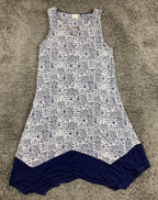 Soma Sleeveless Dress Women's Blue White Abstract Stretch Pockets Sz M