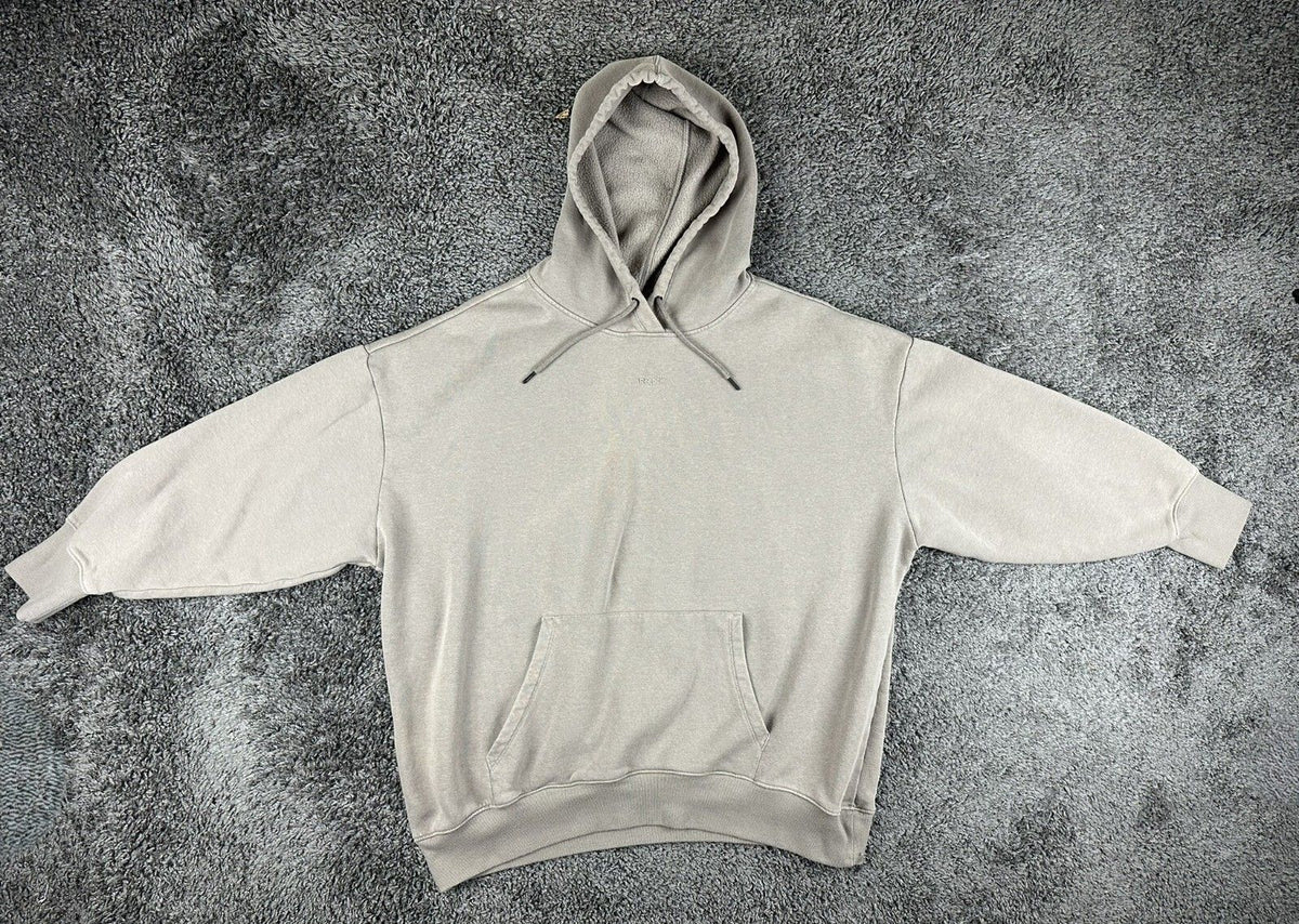 Reebok Mens XXL Light Grey Center Logo Oversized Pullover Hoodie
