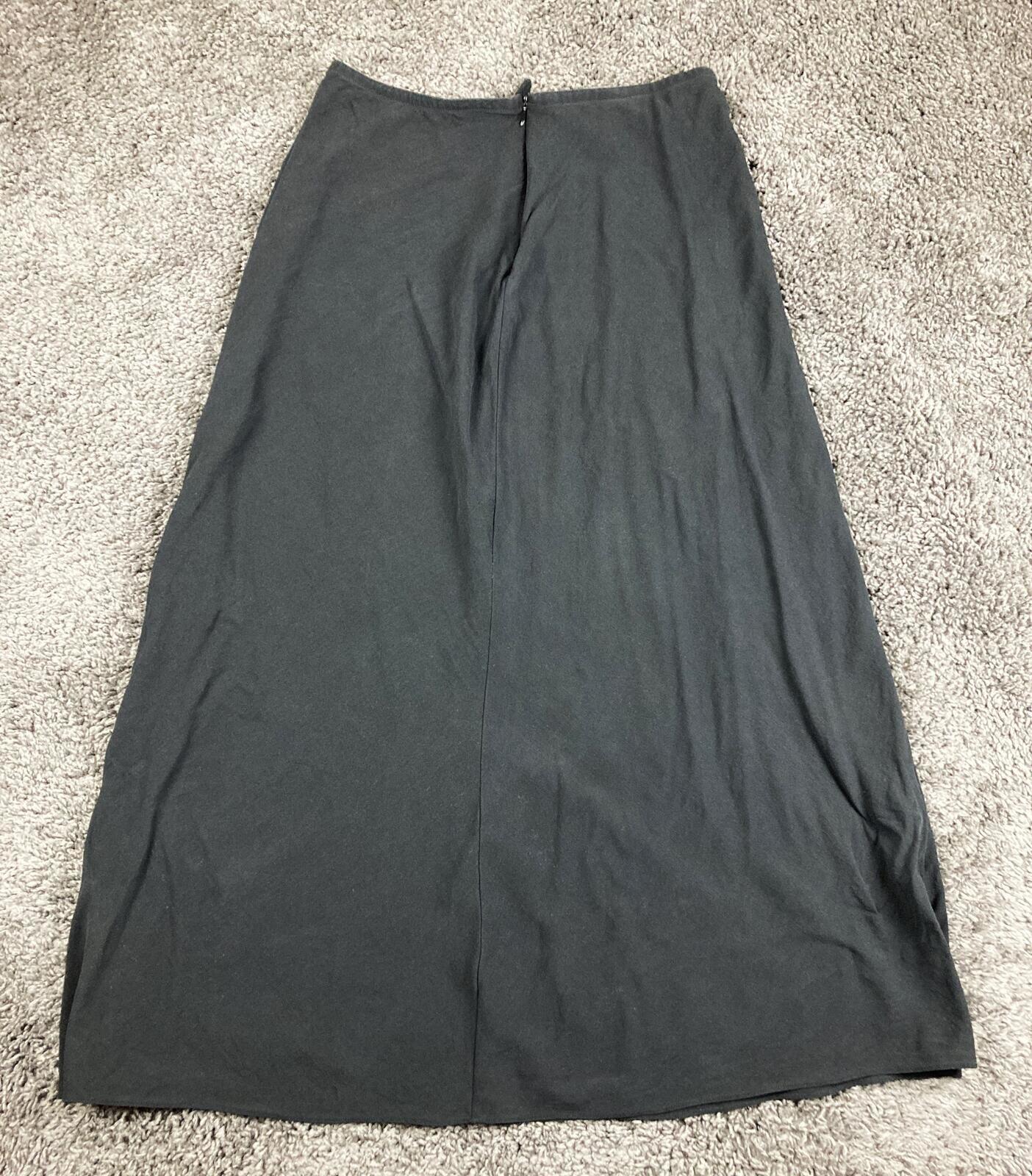 Eileen Fisher 100% Silk Crepe de Chine Maxi Skirt Black Size XS
