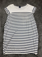 Aqua Maritime Striped T-Shirt Dress White Navy Blue Nautical Stretch Sz One Size