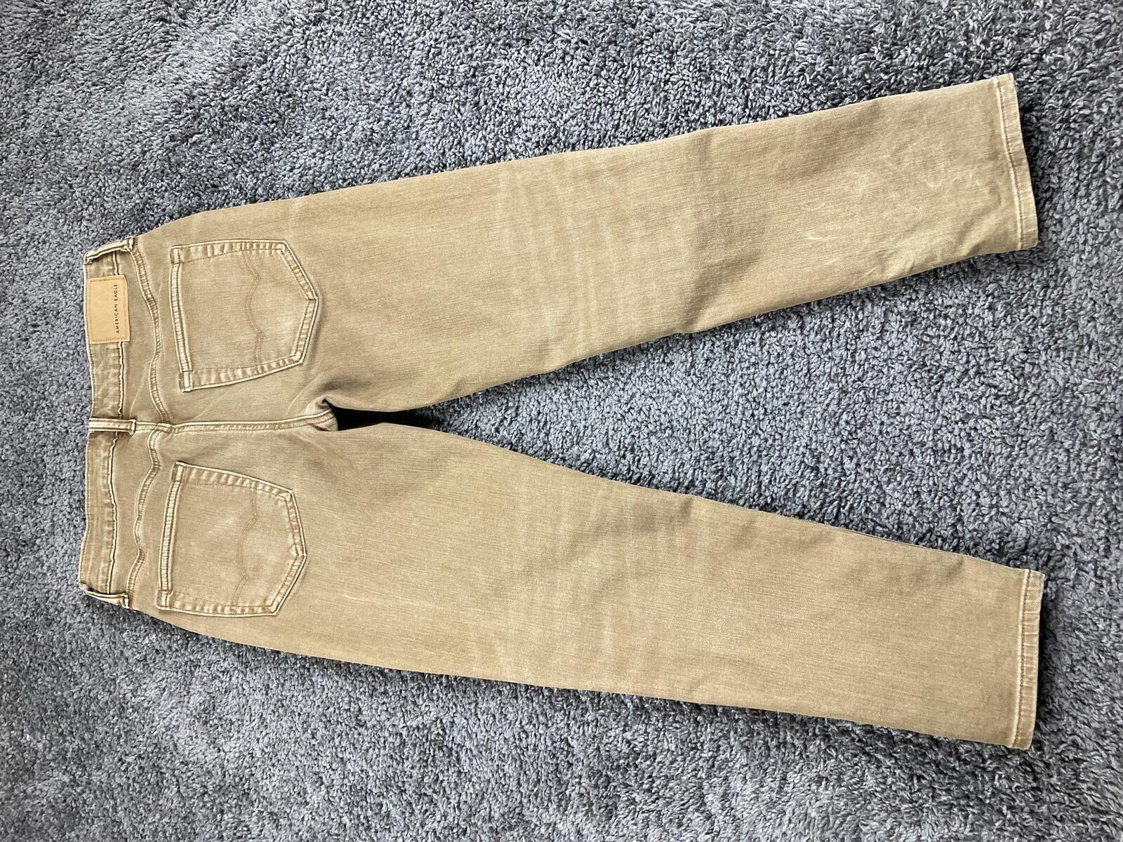 American Eagle AirFlex+ Jeans Men's Khaki Slim Straight Stretch Sz 28x30