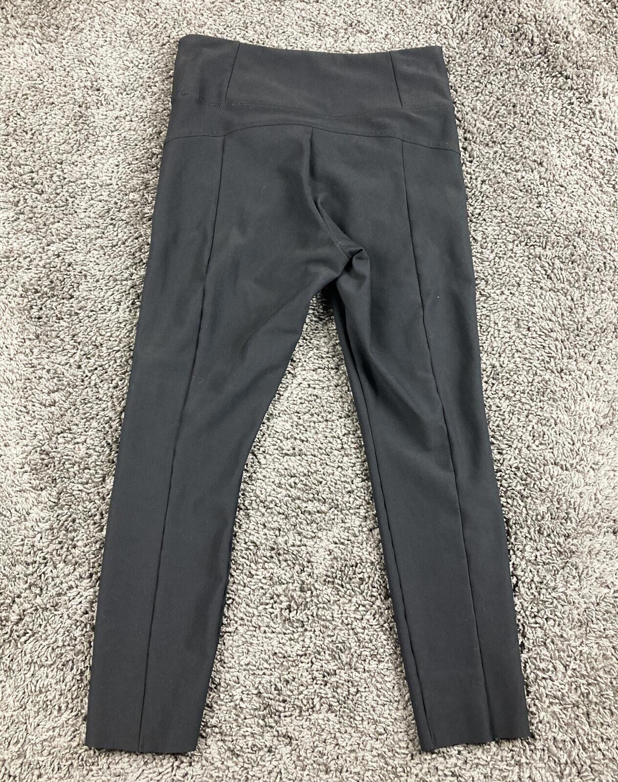 Athleta Metro Straight Capri Pants Womens Black High Rise Zipper Pockets Sz S