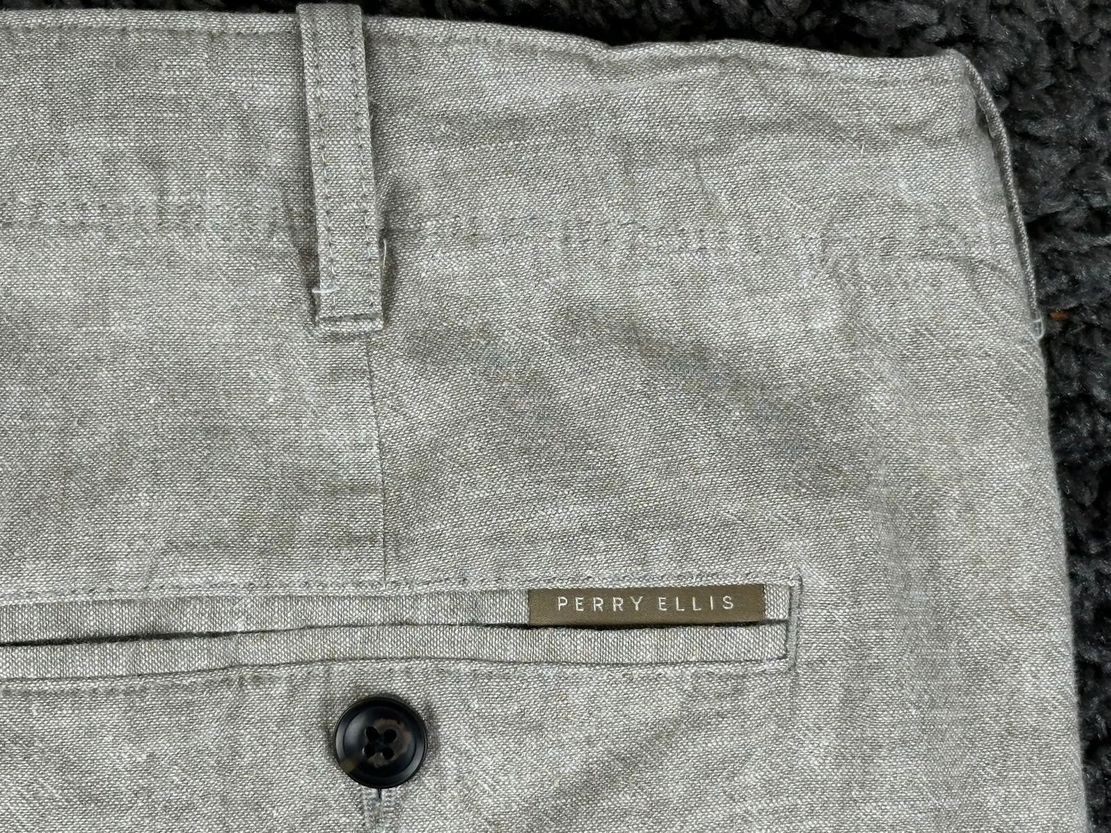 Perry Ellis Mens Linen Blend Drawstring Pants 34x32 Beige Beach Resort Chino