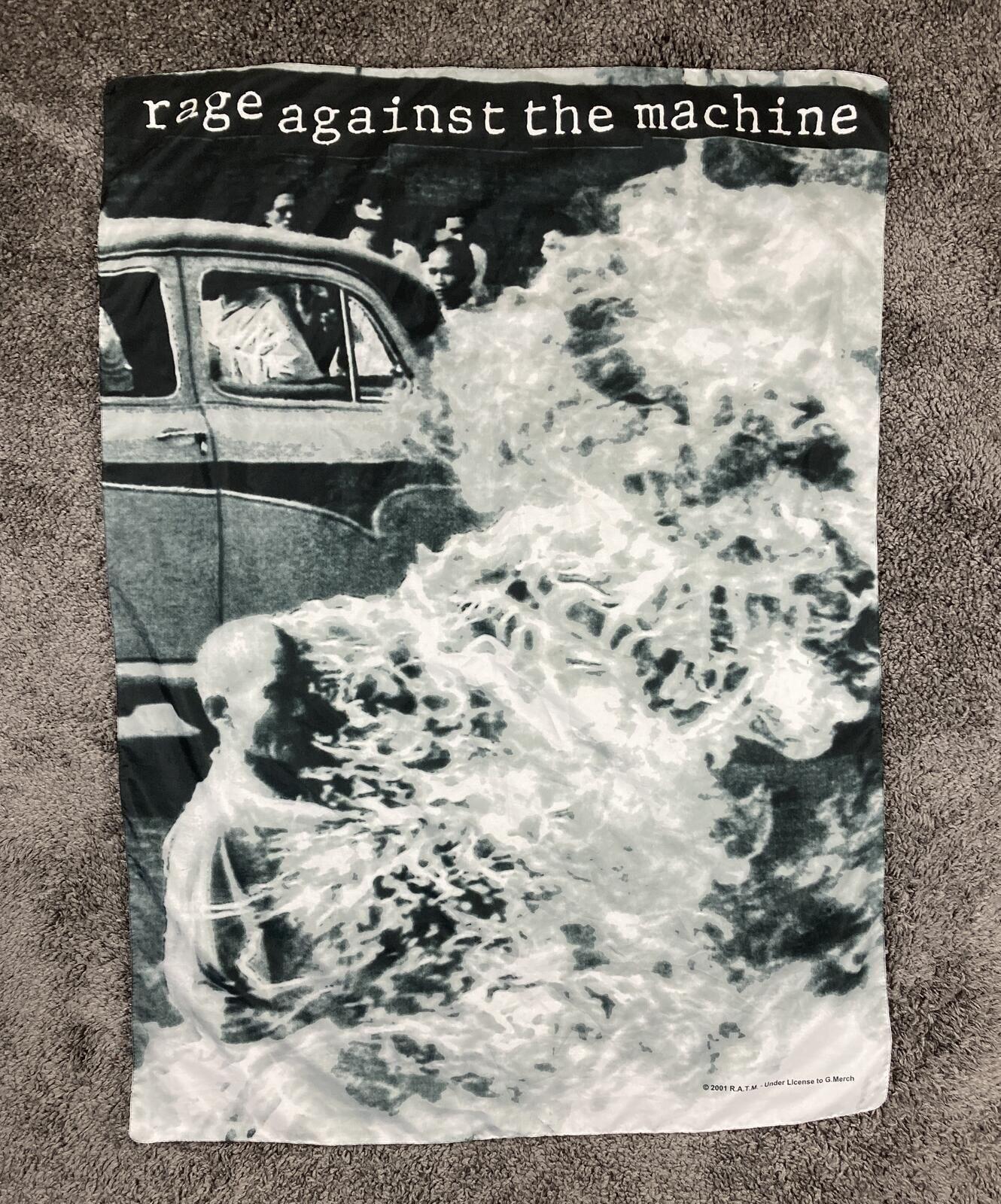 Vintage 2001 Rage Against The Machine RATM Burning Monk Tapestry Flag 42x30