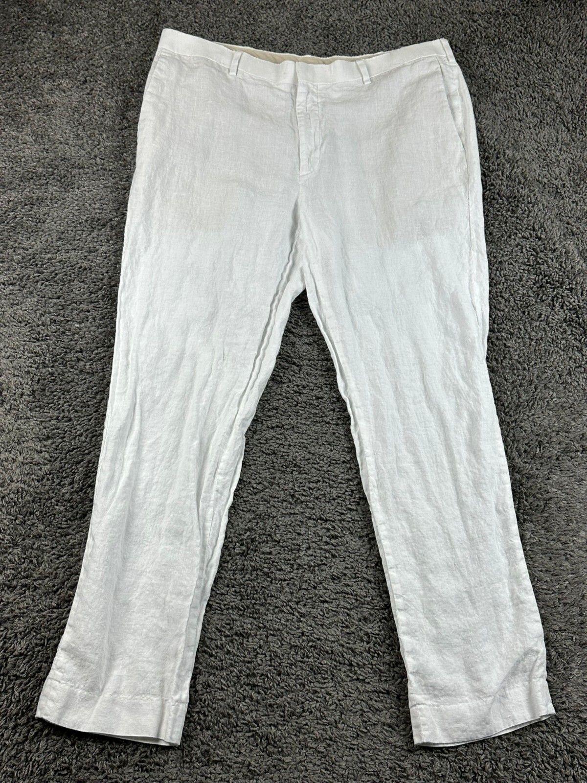 Cubavera Collection Mens White 100% Linen Pants Straight Leg Sz 38x32