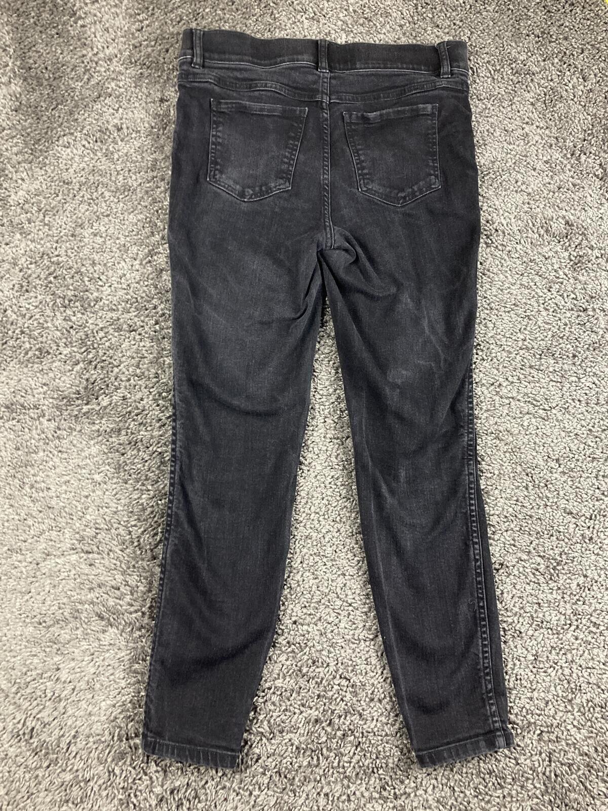 Spanx Jean-ish Ankle Leggings Black Skinny Slimming Pull On Jeggings Sz Medium