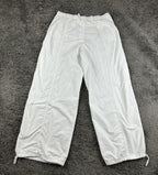 ZARA Mens Large White Cotton Parachute Pants Drawstring Cuffs Wide Leg Track