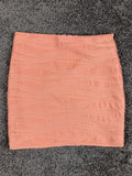 Arden B Coral Pink Textured Wave Bodycon Mini Skirt Peach Ribbed Zipper Back L