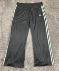 Adidas Women'sTrack Pants Black Mint Green 3-Stripe Straight Leg Sz L