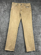 American Eagle Mens AirFlex+ Jeans Tan Brown Slim Straight Stretch Denim 32x32