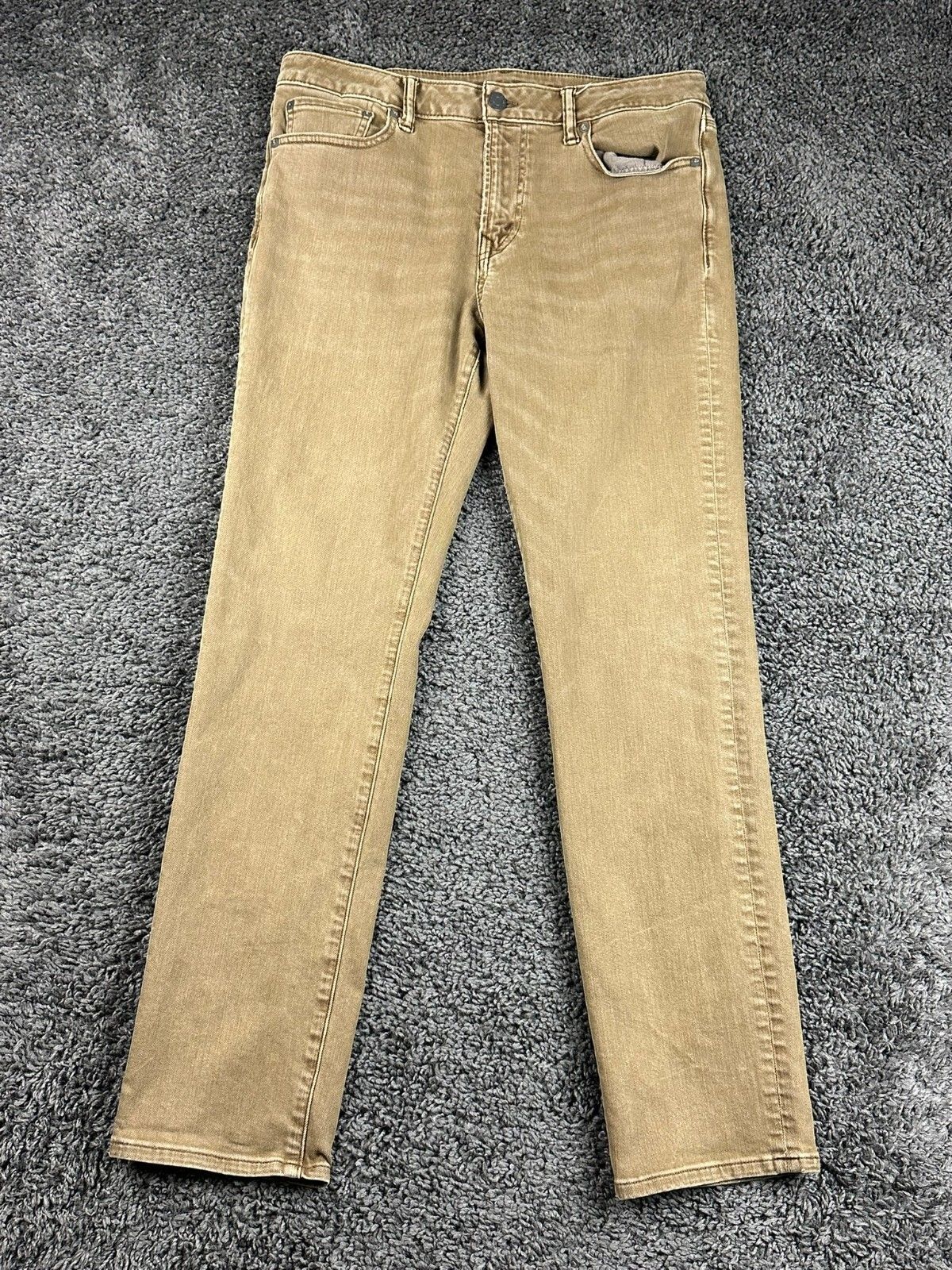 American Eagle Mens AirFlex+ Jeans Tan Brown Slim Straight Stretch Denim 32x32