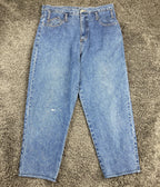Vintage Star Cody High Rise Relaxed Tapered Leg Jeans Blue Denim 34x26