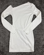 Zara White One Shoulder Mini Dress Long Sleeve Draped Gathered Party Sexy Size M
