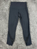 Lululemon Tight Stuff Crop Leggings Womens 4 Black Mesh Scallop Hem Laser Cut