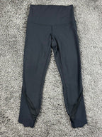 Lululemon Tight Stuff Crop Leggings Womens 4 Black Mesh Scallop Hem Laser Cut