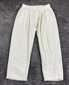 Aelfric Eden Unisex Ivory Corduroy Pants Elastic Waist Straight Leg Cords Sz S