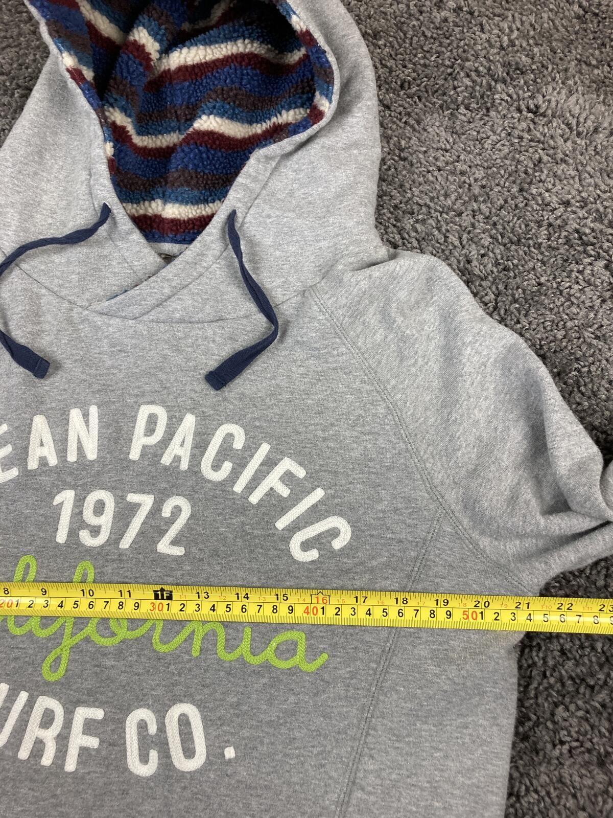 Ocean Pacific Women's Hoodie Gray 1972 California Surf Co Sherpa Lined Sz L