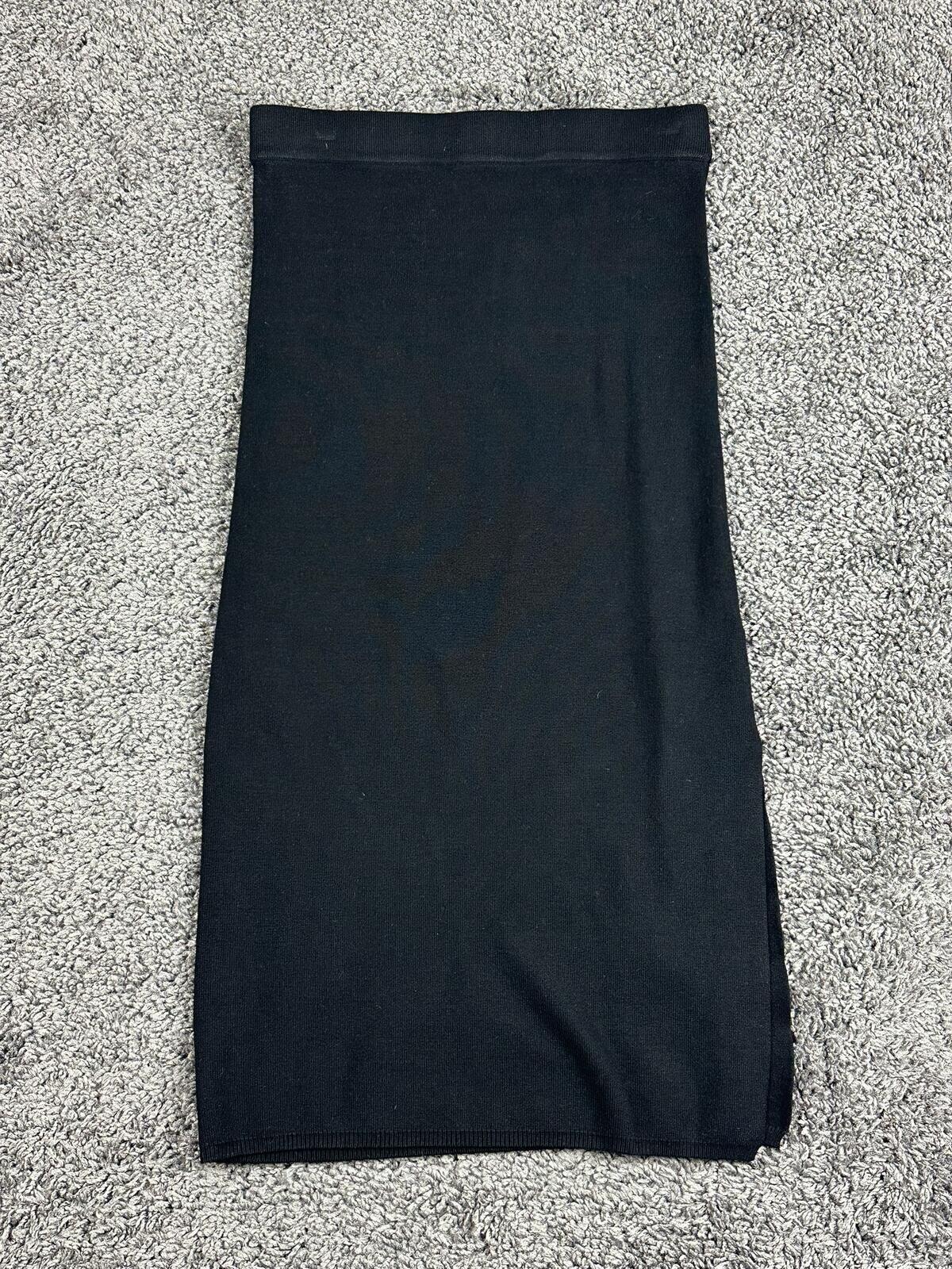House of Harlow 1960 Skirt WomensBlack Knit Midi Side Slit Rayon Nylon Sz S