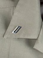 US Navy Khaki Uniform Shirt S Athletic Polyester/Wool Silver Collar Rank Pins