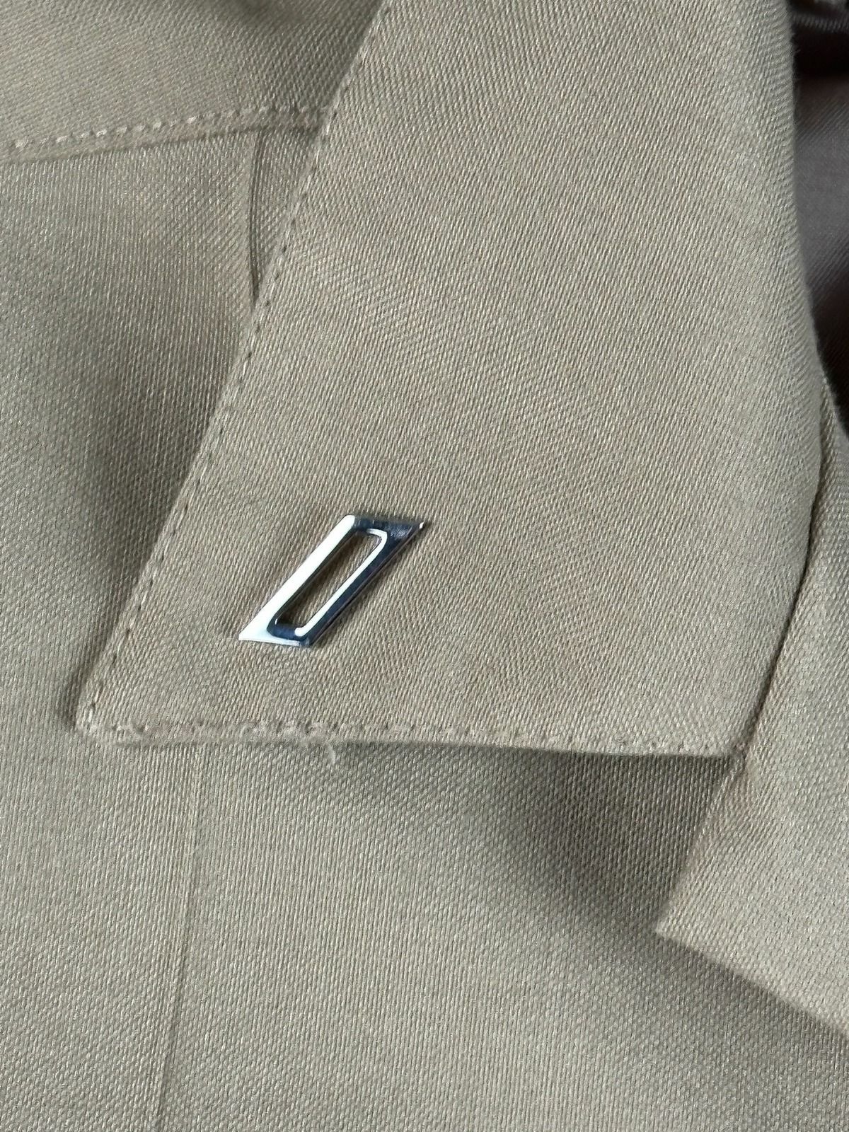 US Navy Khaki Uniform Shirt S Athletic Polyester/Wool Silver Collar Rank Pins