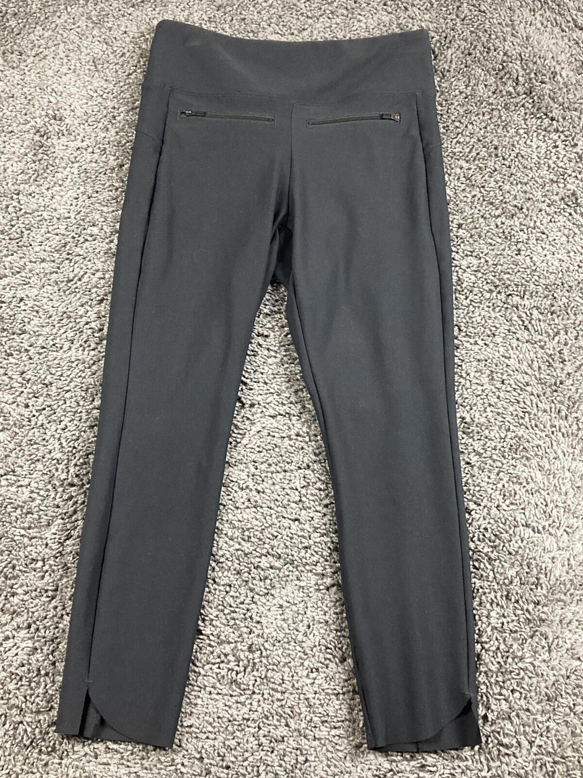 Athleta Metro Straight Capri Pants Womens Black High Rise Zipper Pockets Sz S