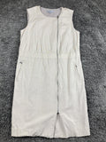 Classiques Entier Zipper Dress Beige Sleeveless Sheath Pockets Size 8