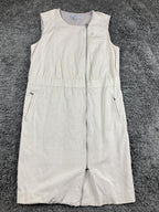 Classiques Entier Zipper Dress Beige Sleeveless Sheath Pockets Size 8