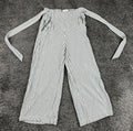 Aritzia Wilfred Faun Pants Womens Striped Wide Leg Cropped Tie Waist Sz XS