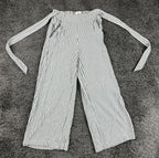 Aritzia Wilfred Faun Pants Womens Striped Wide Leg Cropped Tie Waist Sz XS
