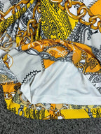 Cache Womens XS Faux Wrap Dress Gold Paisley Chain Print Side Tie Stretch