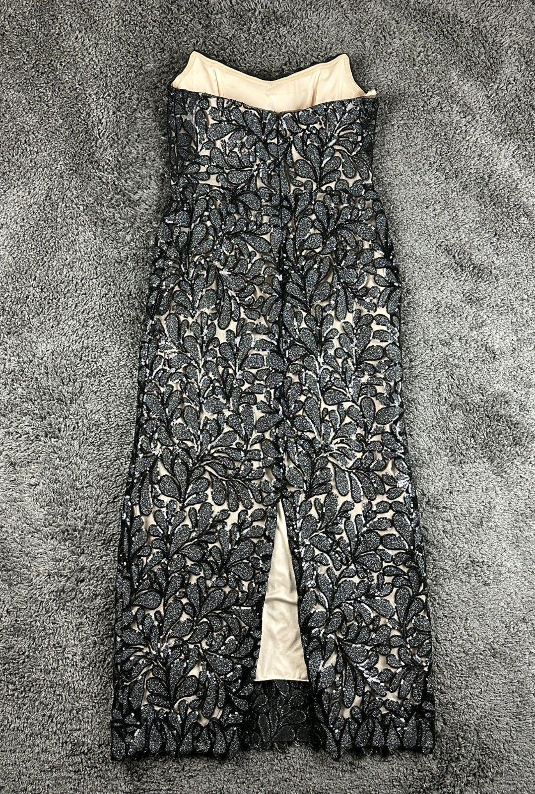 Galina Signature Womens 12 Black Sequin Strapless Column Gown Dress Black Shawl