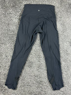Lululemon Tight Stuff Crop Leggings Womens 4 Black Mesh Scallop Hem Laser Cut
