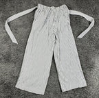 Aritzia Wilfred Faun Pants Womens Striped Wide Leg Cropped Tie Waist Sz XS