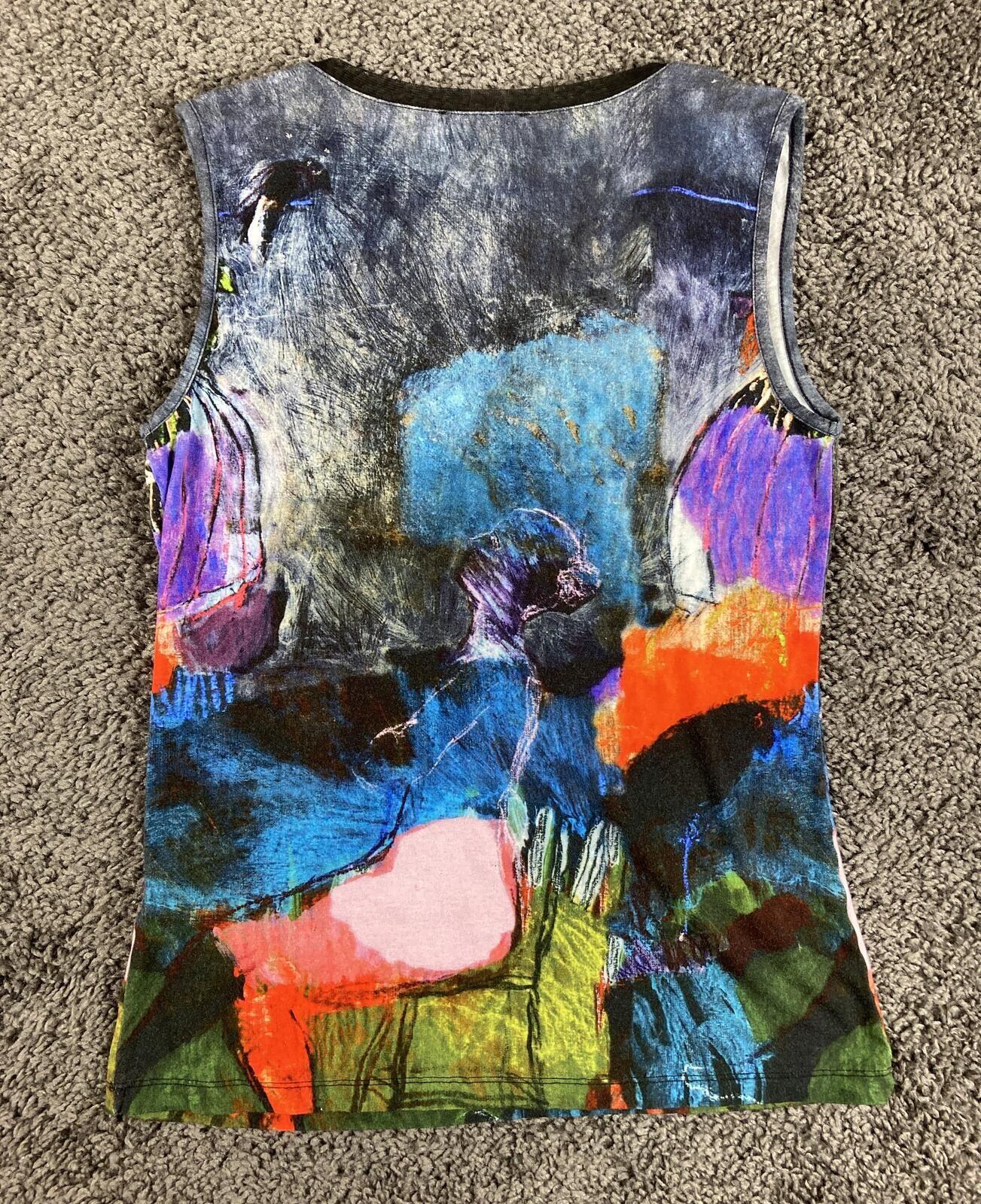 Dolcezza Simply Art Sleeveless Top Angel Movano Rivas Abstract Print V-Neck S